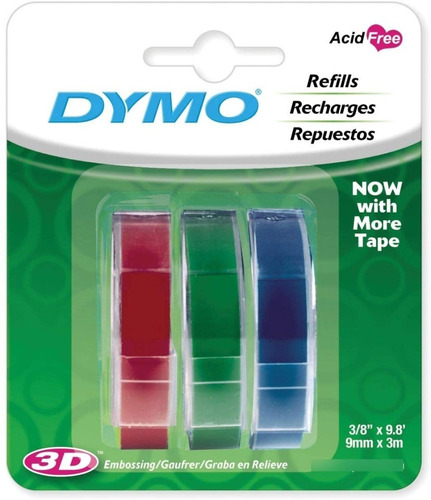 Cinta De Relieve Para Dymo Organizer Express Pack X3 Colores