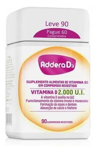 Vitamina D Addera D3 2.000ui Com 90 Comprimidos Menor preço em Vitamina D Addera D3 2.000ui Com 90 Comprimidos