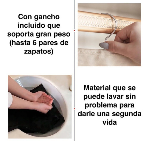 Imagen 3 de 7 de Zapatera Organizador Rack De Zapatos Colgable Closet 6 Pares