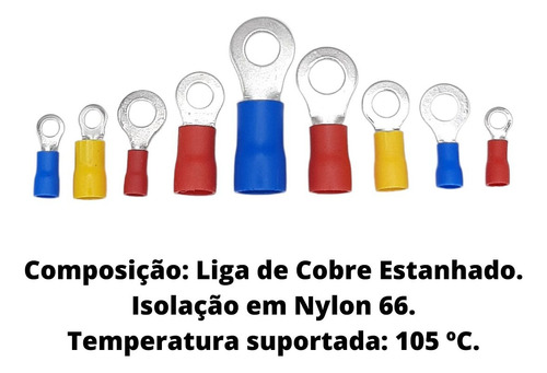 30un Terminal Olhal Pré-isolado Amarelo 4-6mm² M4 Rvs5.5-4