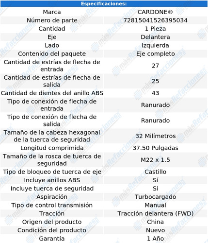 Flecha Del Izq Eclipse 2.0l 4 Cil 96-99