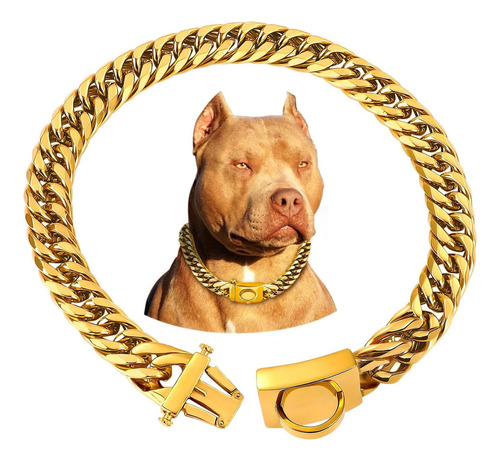 Collar Para Perro Con Cadena De Oro Baobote, Collar De De De