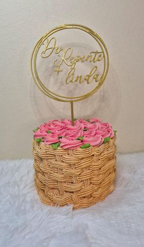 Adorno Torta Cake Topper De Repente + Linda Dorado De Repente Mas Linda