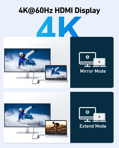 Acer Usb C Hub, Adaptador Usb C A Hdmi 7 En 1, Hdmi, 2 Puert