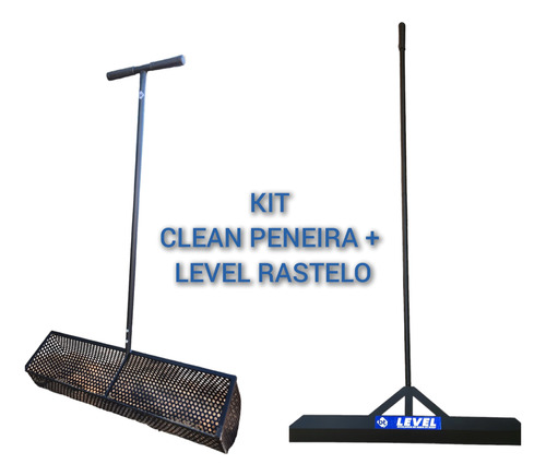 Kit 1 Clean Peneira Resíduos + 1 Level Rastelo Areia Beach