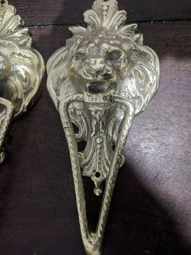 Llamador De Puerta Cara De León En Bronce.