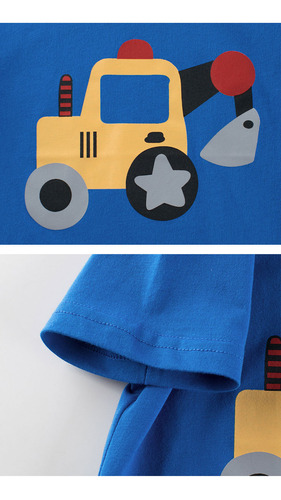 Camiseta De Algodón Con Dibujos Animados Excavator De 27 Niñ