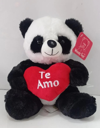 Oso Panda De Peluche 35cm San Valentin Corazon Te Amo En Mca