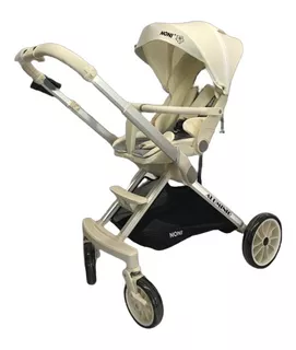 Carriola de paseo Noni IS-999-F 2 en 1 crema con chasis color plateado