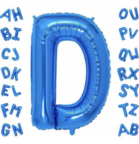 Globo Letra Metálico Azul Letras 26 Pulgadas