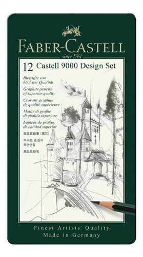 Estuche Con 12 Lápices De Grafito Castell 9000 Design Set 