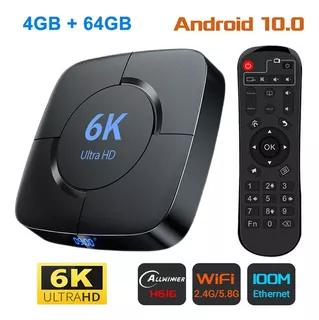 Smart Tv Box 6k 4+64 Gb Android 10.0 Reproducción Multimedia