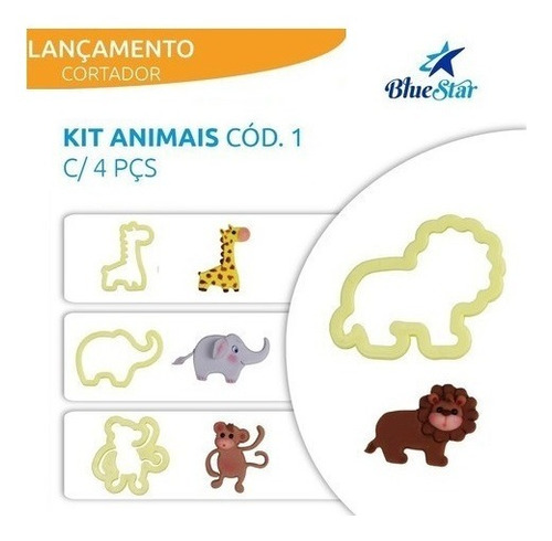 Cortador Kit Animal1 Safari Blue Star Confeitaria/artesanato