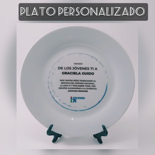 Plato ´´8´´ Personalizado. Liso O Con Borde Dorado