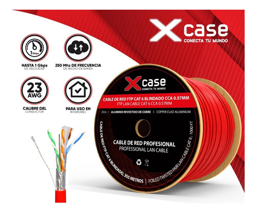 305 M Cable Red Ftp Cat 6 Blindado 