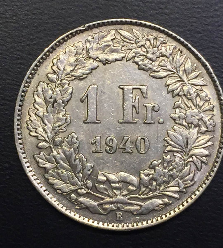 Swi272 Moneda Suiza 1 Franc 1940 Vf+ Plata Ayff