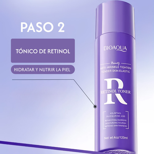 Set 6 Piezas Cremas Antiedad Y Antiarrugas Bioaqua Con Retinol Cuidado Facial Hidrata, Reafirma Y Reduce Líneas De Expresión