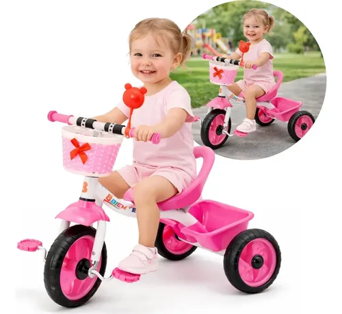 Triciclo Infantil Rosa Espelho Cestinha E Espelho Rosa
