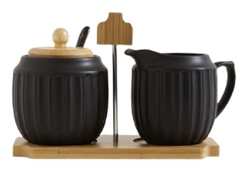 Set De Azucarera Y Lechera | Porcelana Y Bamboo (510133)