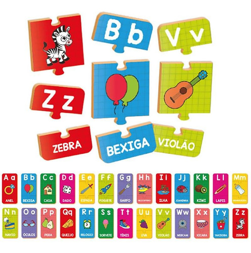 Brinquedo Pedagogico Madeira Alfabetização Letras Do A Ao Z