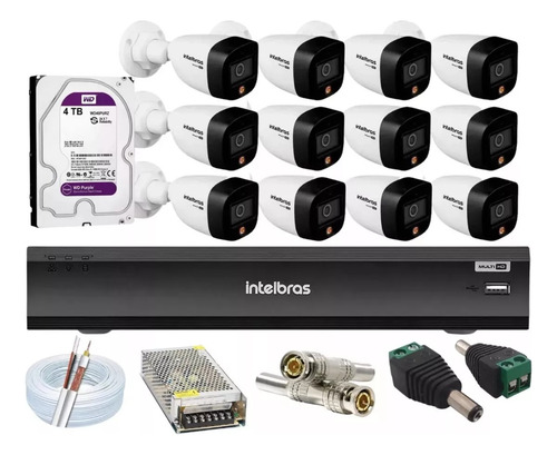Kit Intelbras 12 Full Color 1220b Dvr 16ch 3116 C/4tb Audio