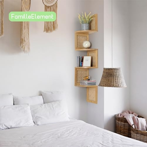 Nd Rongfeng Bamboo Corner Shelf 4-tier Shelf Con Cuerpo De B