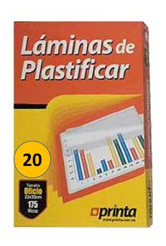 Laminas Plastificar Oficio 175 Micras 23x34,5cm 20 Unid. 