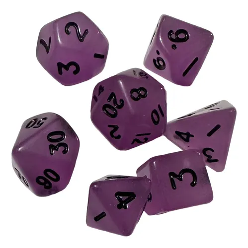 comprar 7 Uds Dados Acrílicos Que Brillan En Dados Oscuros Violeta