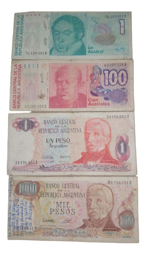 Billetes Australes, Peso Arg. Y Peso Lote 12 Uds.