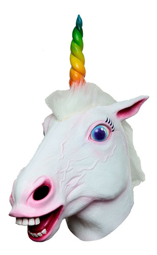 Imagen 1 de 1 de Máscara De Látex Pride Unicorn Unicornio Cuerno De Arcoíris