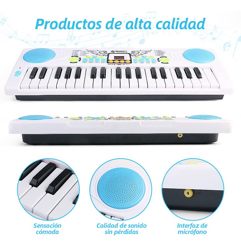 Teclado Electrónico De Piano De 37 Teclas Con Micrófono,