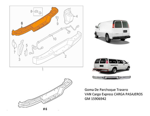 15906942 Goma Superior Parachoque Trasero Van Express Nueva