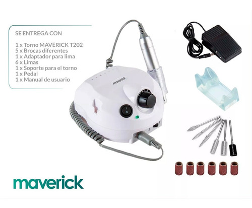 Imagen 6 de 10 de Torno Para Uñas De Mano Manicura Pedicuria + Kit Maverick
