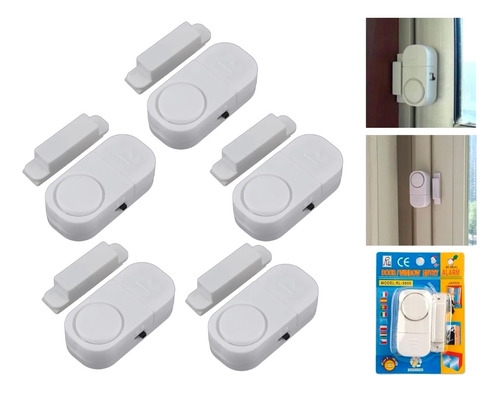 Pack 5 Alarmas Para Puerta O Ventana Sensor Magnético 90db