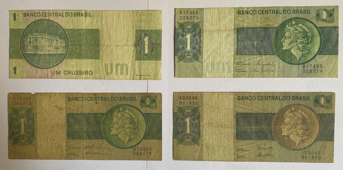 Billetes 4 Brasil 1 Cruzeiro, 1970 72 75 80, Bl213