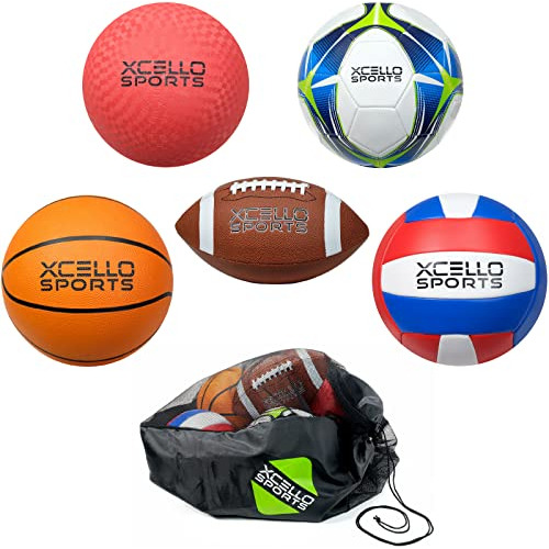 Xcello Sports Multi-sport 5-ball Set - Jr. Fútbol, Baloncest