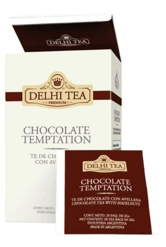 Te Delhi Tea Premium de chocolate con avellana por 20 saquitos de 2g