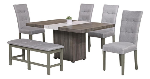 Antecomedor 4 Sillas 1 Banca Noria Gris Këssa Muebles