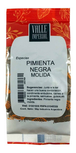 Pimienta Negra Molida Valle Imperial 50g Argentina !