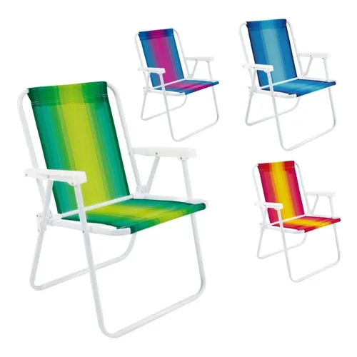 Cadeira De Praia Piscina Alta Aço Sortida Unitário Promoção