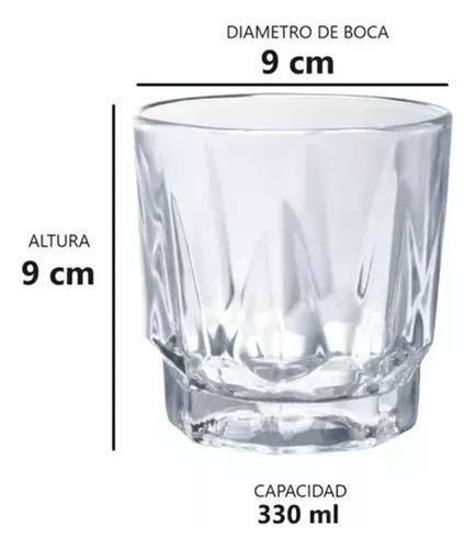 Vaso De Whisky Vaso Old Fashion De 330ml Caja Con 12 Piezas