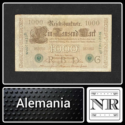 Imagen 1 de 4 de Alemania - 1000 Marks - Año 1910 - P #45 - Sello Verde