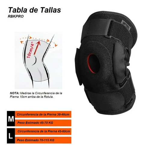 Rodillera Ajustable Bisagras Laterales Y Soporte Rotula 2pcs