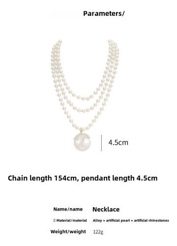 Elegante Collar De Suéter De Perlas De Estilo Coreano A La M