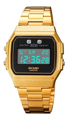 Reloj Skmei 1952g Gold , Alarma , Cronometro, Illuminator, Correa Dorado Bisel Dorado Fondo Agua