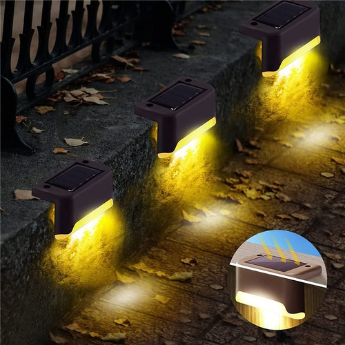 X4 Lampara Solar Led Escalones Jardín Exterior Iluminación Estructura Luz Cálida
