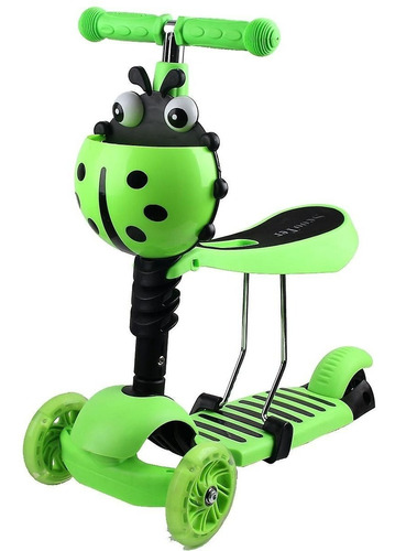 Scooter Monopatin 3 En 1 Ajustable Chinita / Color Verde