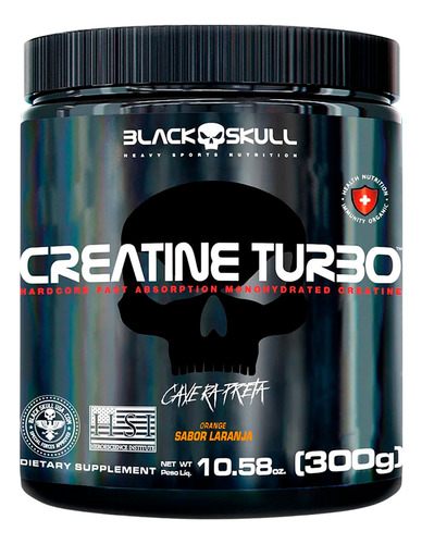 Creatina Turbo Hardcore Pura Monohidratada 300g Black Skull Sabor Laranja