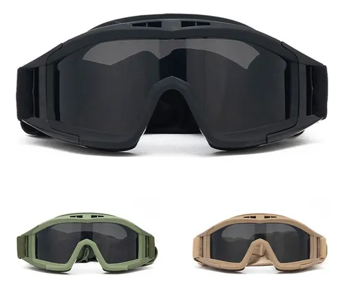 Gafas Tácticas Goggle Militares Careta Gafas Con 3 Lentes