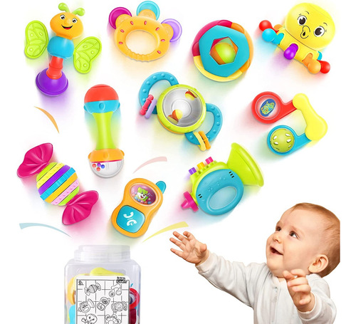 Regalo Para Baby Shower Kit De Sonajeros Sensoriales  X10